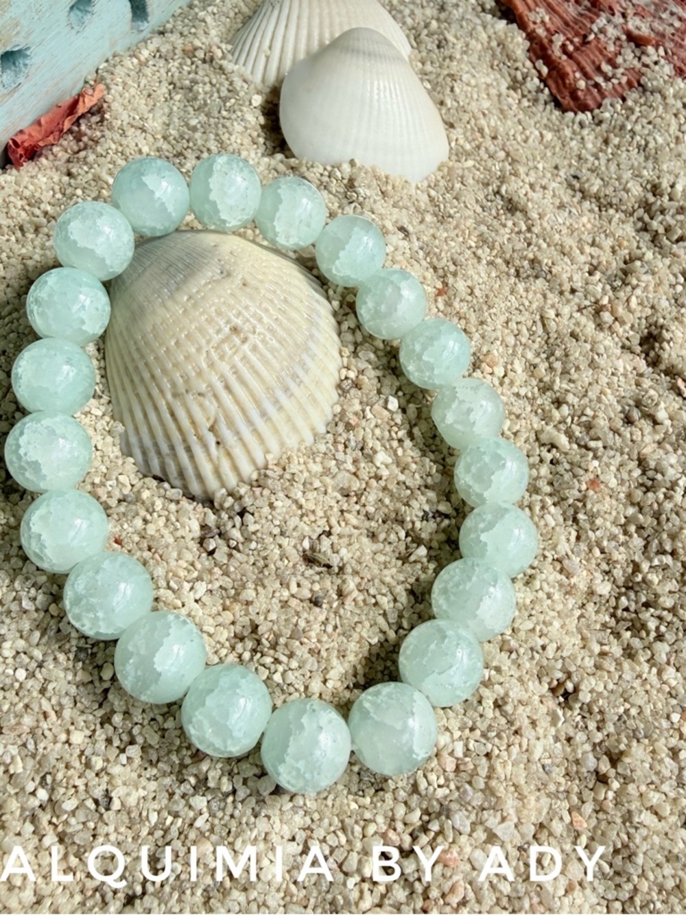 CHUNKY 12mm Pale Mint Faceted QUARTZ Crystal Bracelet